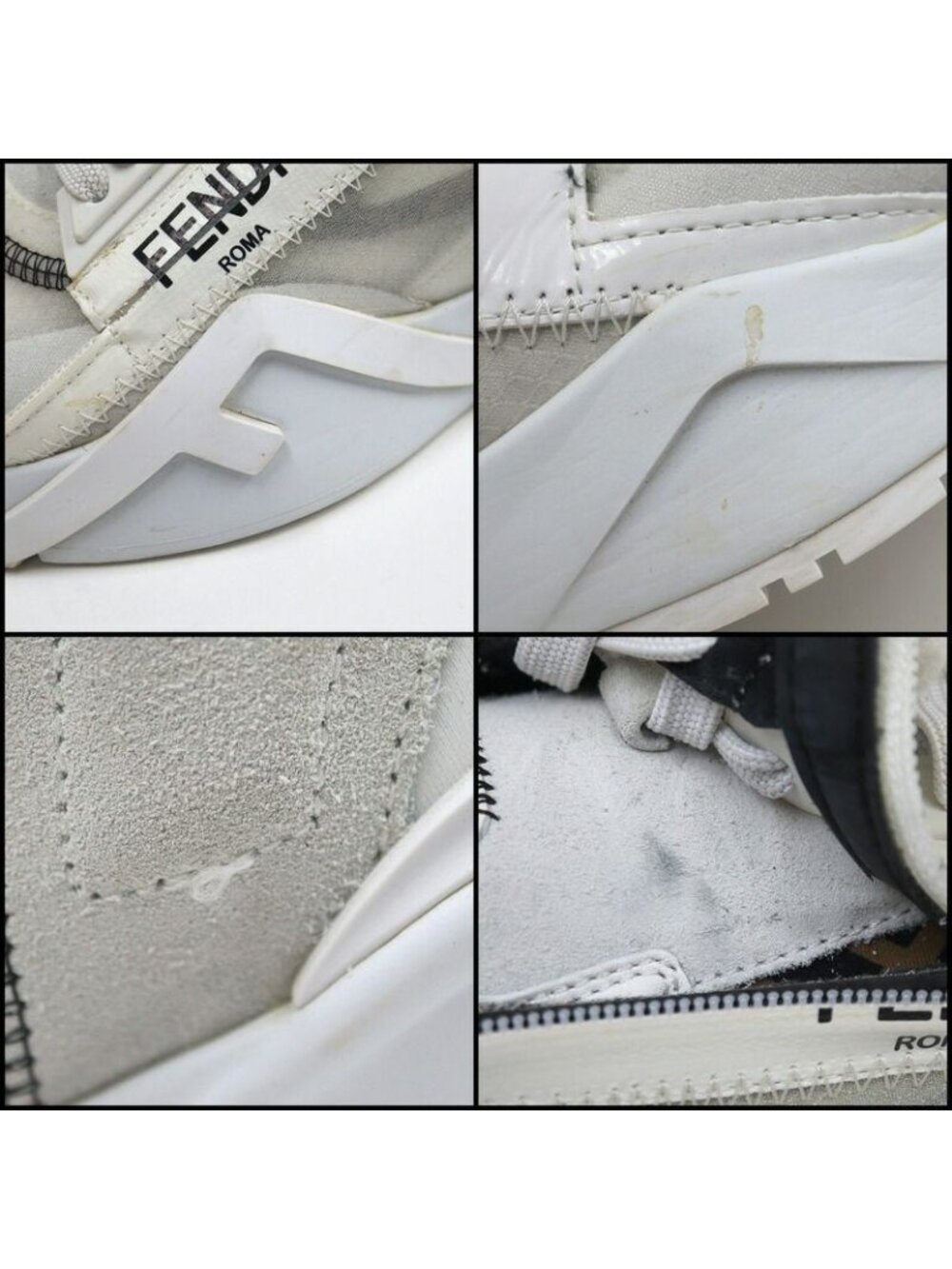 Fendi Flow Cut Sneakers Synthetic Fiber Leather White Black 36 X - Picture 9 of 10